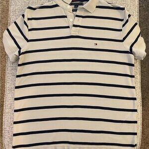 Tommy Hilfiger Beige Polo with Navy Stripes